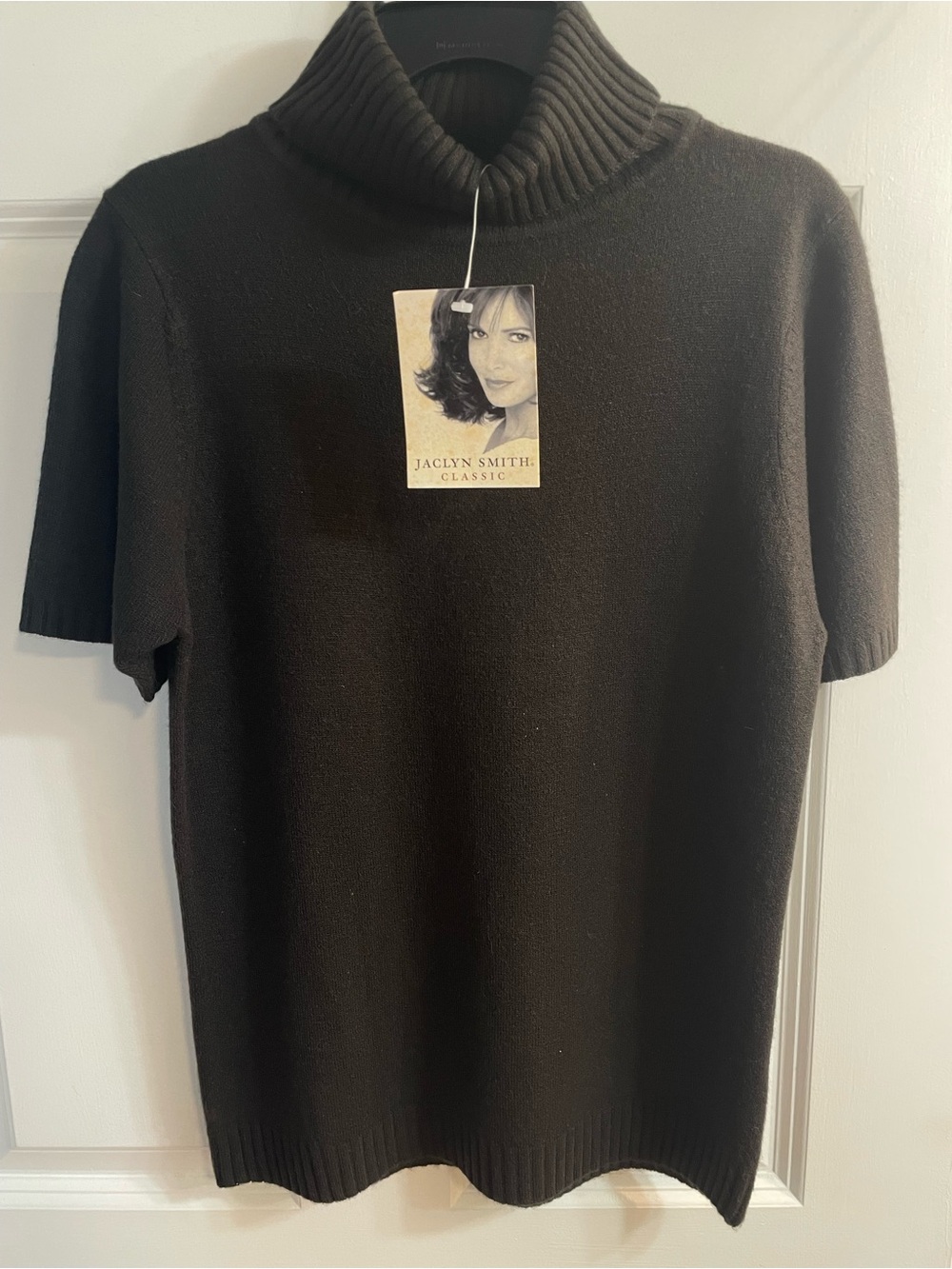 Vintage Y2K Jaclyn Smith Classic Charcoal Short Sleeve Turtleneck Sweater S